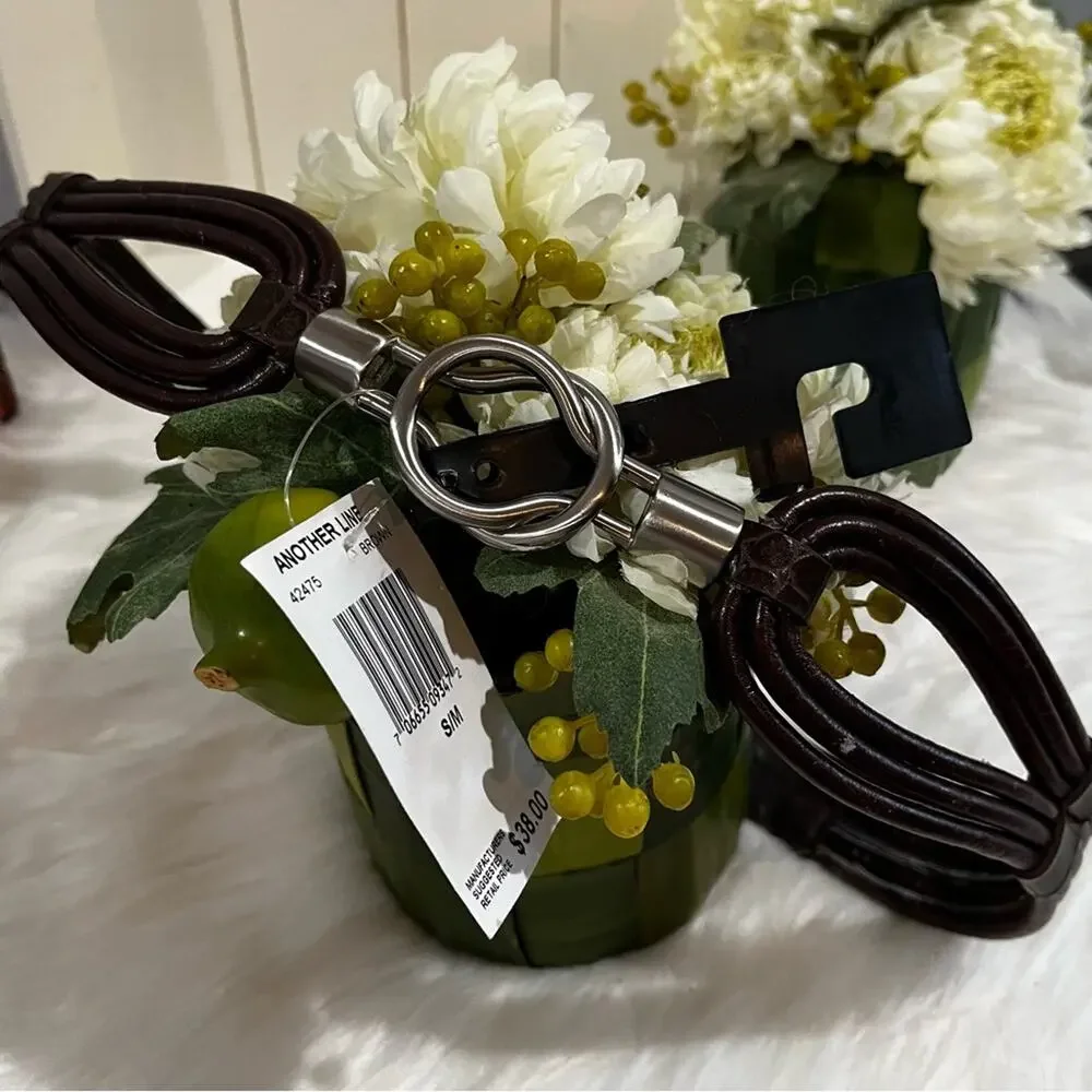 NEW Another Line Multi Strand Interlocking Adjustable Waist Belt 1.25” Brown NWT